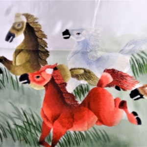 Bordado chino de seda tejido a mano - 8 caballos (120 cm x 73 cm) #4