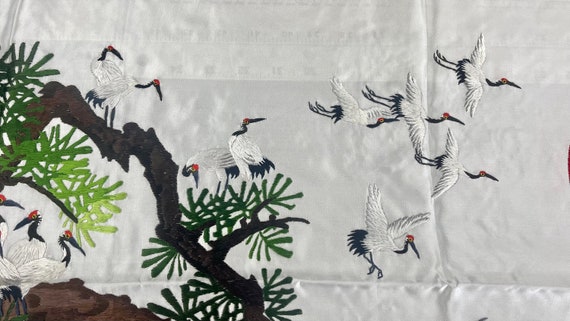 手織りシルク中国刺繍 - 100羽の鶴 (153 cm x 73 cm) #3 - Etsy 日本
