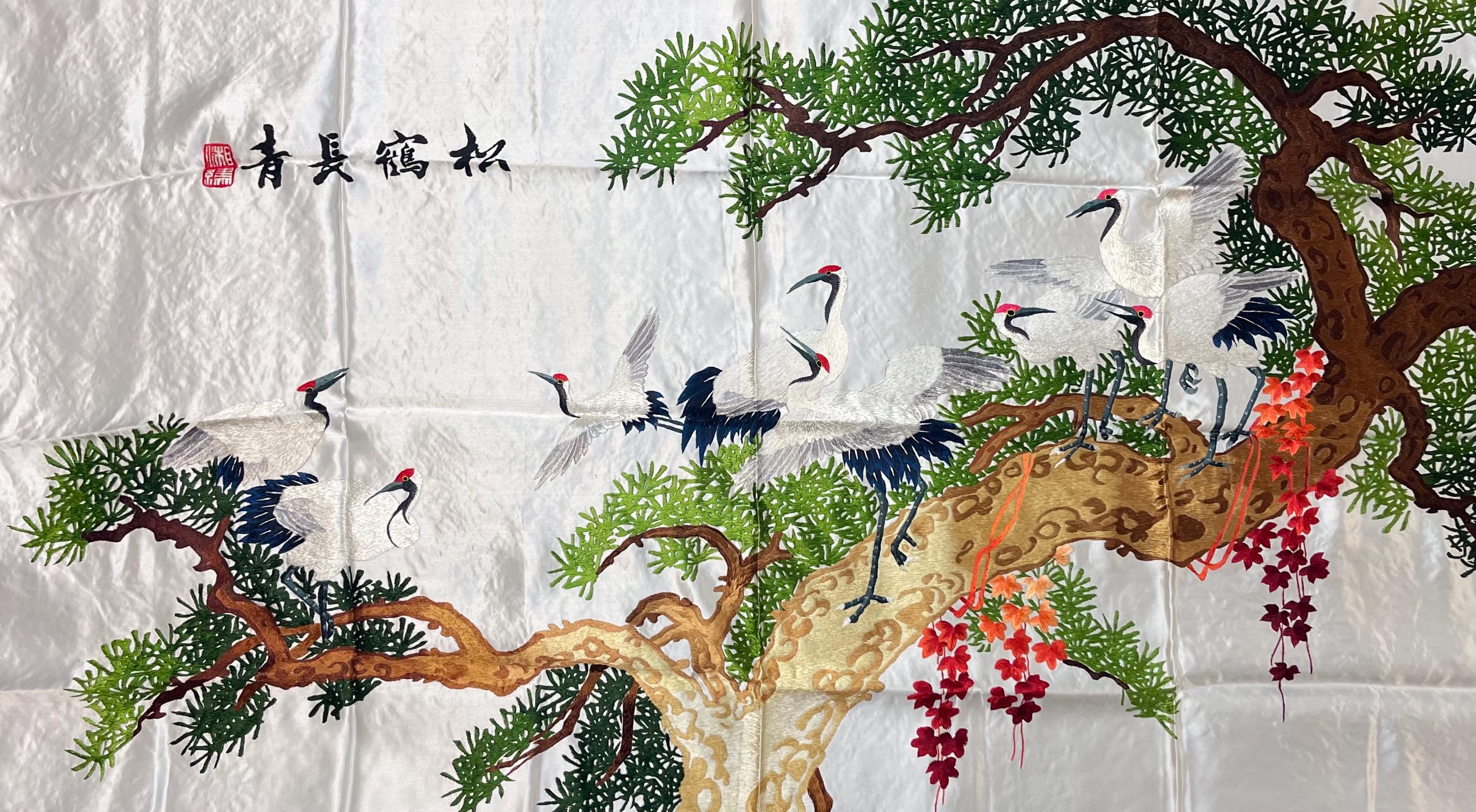 中国　刺繍絵 Yahoo!オークション -「中国刺繍画」の落札相場・落札価格