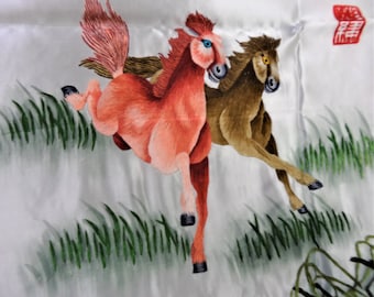 Handwoven Silk Chinese Embroidery - 8 Horses (120 Cm X 73 Cm