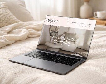 Realistic MacBook PSD Mockup | Minimal Desk Scene, Smart Object (Digital Download)