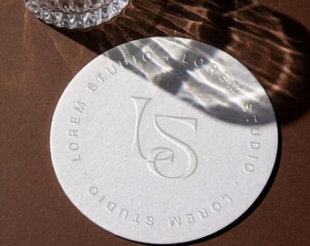 Embossed Round Sticker PSD Mockup | Wine Glass Shadow Branding (Digital Download)