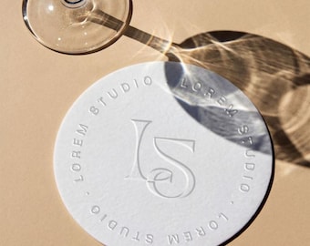 Luxury Branding PSD Mockup| Glass Caustics Shadow, Circle Sticker, Coaster