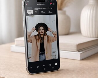 Professional iPhone PSD Mockup | Realistic Flat Lay Phone | Editable Smart Object | Digital Display Mockup