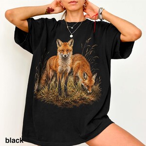 Vintage Red Fox Graphic Tee, Woodland Wildlife Animal Shirt, Rustic Woodland Forest Nature Top, Comfort Colors® Fox Lover Gift image 6