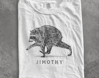 Jimothy Waschbär-T-Shirt mit Grafik, niedliches Wildtier-T-Shirt, schlichtes Oberteil im Wald-Natur-Stil, Comfort Colors® Waschbär-Geschenk-T-Shirt