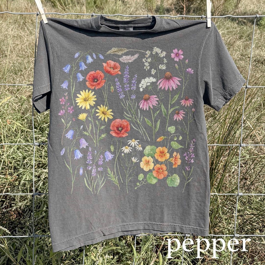 Vintage Wildflower Garden Graphic Comfort Colors® Shirt, Retro ...