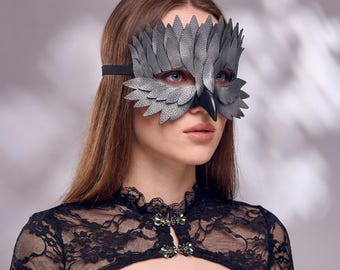 Máscara de ojo de pájaro, máscara de pico de pájaro, máscara de cuero sintético, máscara de mascarada de pájaro, máscara de búho, máscara de pájaro de fantasía, máscara de pájaro de disfraz, máscara de pájaro de carnaval