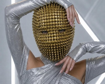 Máscara de cosplay, máscara de mascarada, máscara veneciana, máscara facial completa, máscara de festival, máscara plateada, máscara rave, máscara cyberpunk, máscara futurista