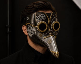 Máscara de médico de la peste, máscara steampunk, disfraz de Halloween, máscara de cosplay, máscara de la peste, máscara de pájaro, máscara veneciana, máscara de mascarada, máscara facial completa