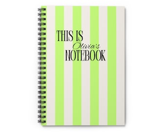 Personalized Striped Notebook - "This Is [Name]s Notebook" Ruled Spiral Journal