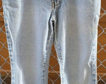 Vtg Express Blå Jeans Storlek 9/10 KORTA Ljustvättade Högmidjade Denim Dam LÄS!!