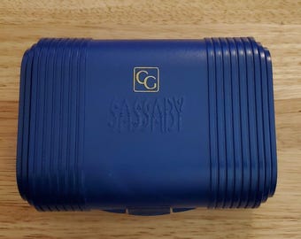 Vintage Cover Girl CG Sassaby Makeup Case Mini Jewelry Organizer Royal Blue Case