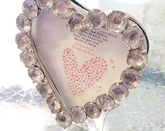Vintage Heart Shaped Picture Frame 2002 Metal 2.5" Target Y2K Rhinestone Silver