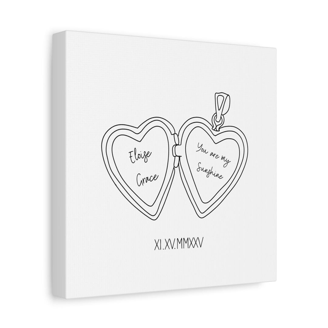 Heart Locket Line Art Matte Canvas | Stretched 1.25