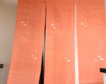 Vintage Silk Noren, Unworn Kimono, Sailing Boat Tapestry, Room Divider, 1970s Textile