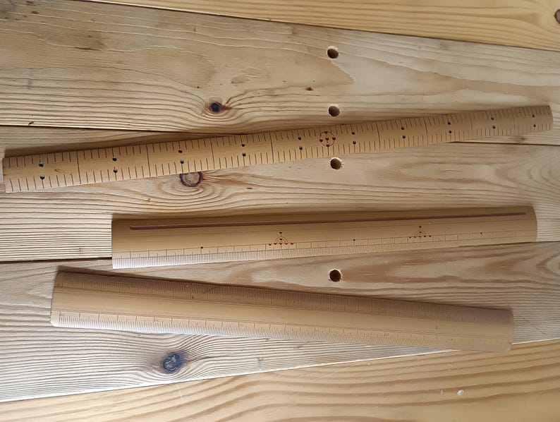 Vintage Japanese Bamboo Rulers Set, 1980s Monosashi Sewing Tool ...