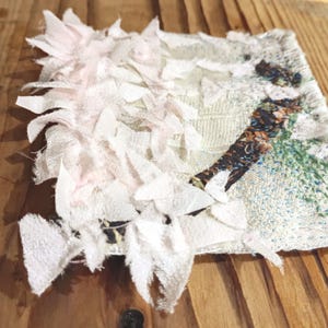 Vårregn Körsbärsblom Boro-lapp, Wabi Sabi textilkonstapplikation