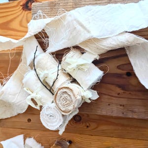 Juego de cintas de trapo rasgadas a mano, retazos de tela Sakura teñidos con tintes botánicos, suministros para diarios creativos.