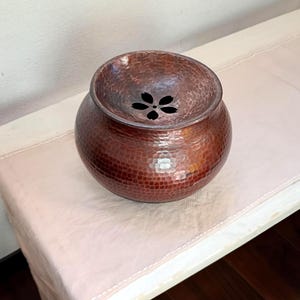 Vase pichet Tsuiki vintage japonais en cuivre martelé, pot de fleurs Wabi-Sabi (hauteur 10 cm)