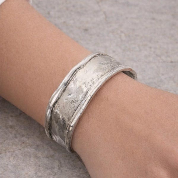 Bracciale rigido in argento sterling, bracciale in argento 925, bracciali da donna, bracciale in argento regolabile, bracciale rigido in argento, regalo per lei