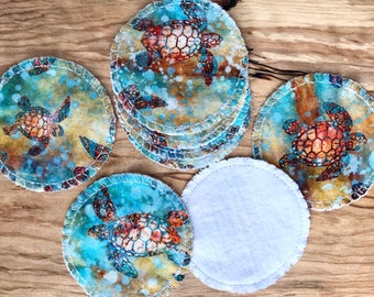 Set of 8 Reusable Facial Rounds - Sea Turtles