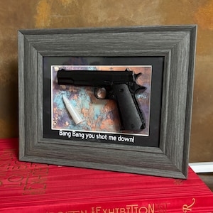 3d Pop Art Pistole inspiriert gerahmt Harz Kugel Knall Knall Geschenk