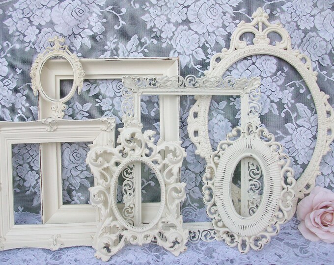 Shabby Chic Frames White Frames Vintage Picture Frame Set Etsy