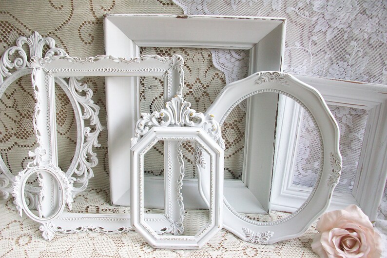 Shabby Chic Frames White frame Set Vintage Frames Ornate Etsy