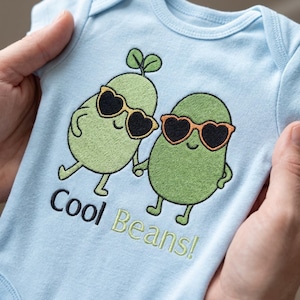 Cool Beans Embroidery Design, Baby Machine Embroidery, Cartoon Food PES DST JEF File, Baby Gift