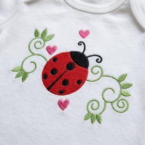 Ladybug Embroidery Design, Baby Girl Machine Embroidery, Whimsical Garden PES DST JEF File