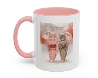 Versand aus den USA | 'Kimonos in Kyoto' Bunte Tasse | 11oz/15oz