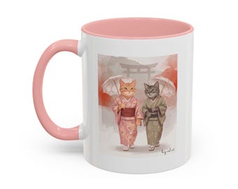 Versand aus Großbritannien | 'Kimonos In Kyoto' Bunte Tasse | 11oz