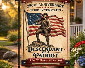 Spersonalizowana flaga ogrodowa „Ameryka 250”, flaga domu, 1776–2026, patriotyczna flaga podwórkowa, potomek patrioty, dekoracja zewnętrzna z okazji 250. rocznicy USA