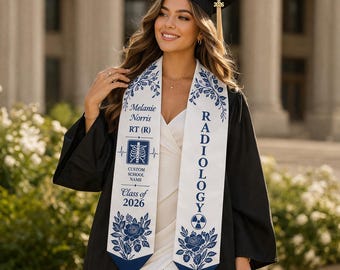 Radiologie afstudeerstola 2026, aangepaste Rad Tech-sjerp, gepersonaliseerd RT-studentcadeau, afstudeercadeau, medische afstudeerstola