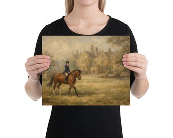Equestrian on the Estate | Ralph Lauren Style Impressionist Oil Painting (Physical Print)