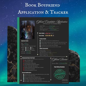 Official Book Boyfriend Application | Fictional Crush Tracker | Digital Reading Journal Insert | Spicy Book Review | Canva Editable Template