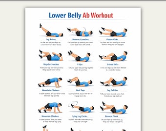 Lower Belly Abs Workout Plan Pdf, Exercise Chart for Adults, Printable Exercise Charts, Home Workout Pdf, Exercise Poster, Digital Download