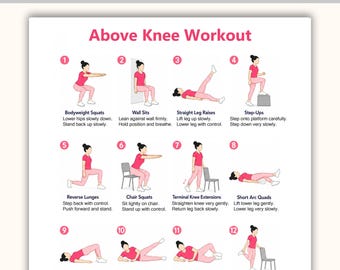 Rutina de ejercicios para mujeres por encima de la rodilla (PDF imprimible) / Tabla de ejercicios para muslos y parte superior de las piernas / Rutina para la parte inferior del cuerpo sin equipo