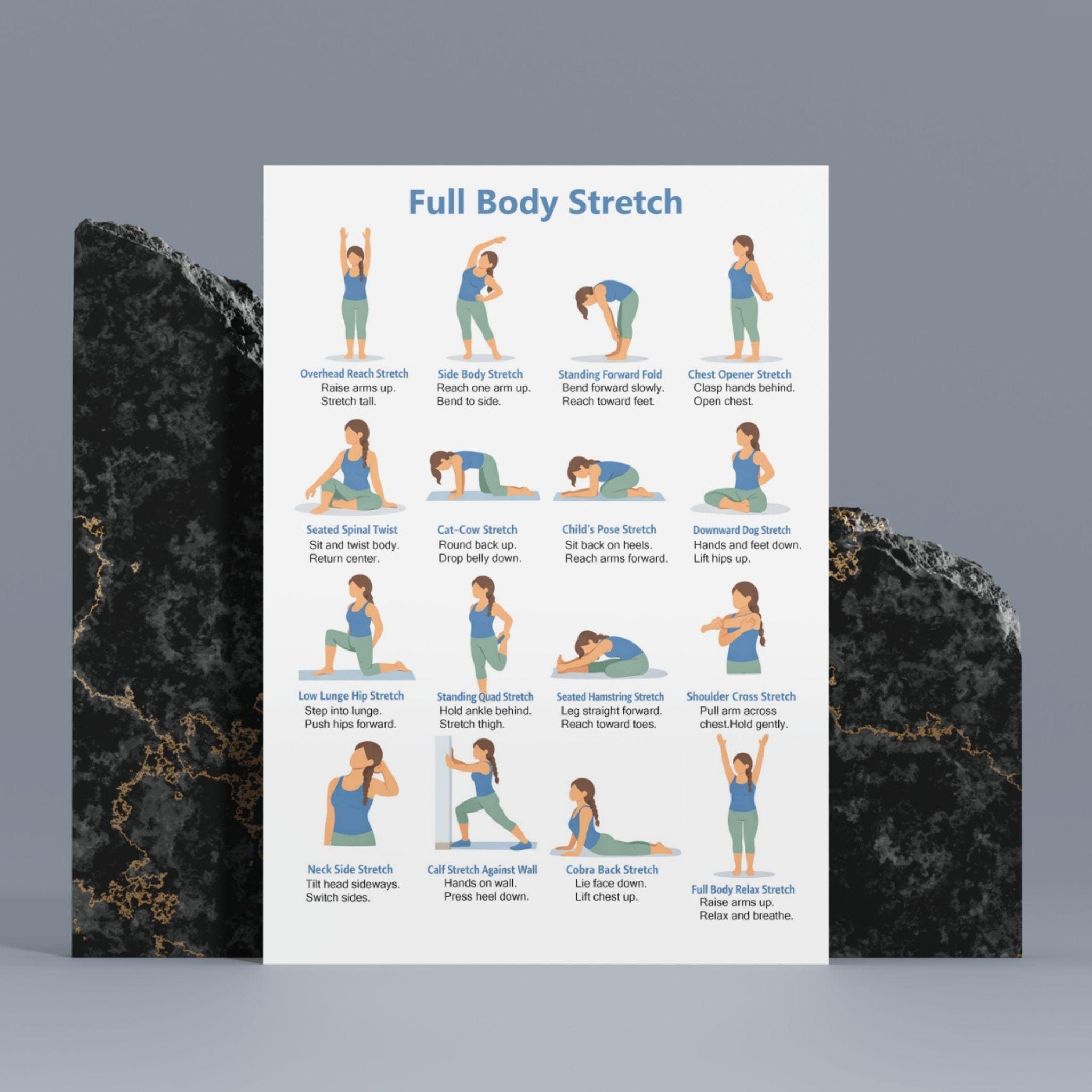 Daily Full Body Stretch Routine Full Body Stretch Exercises Printable | Beginner Flexibility Workout ...
