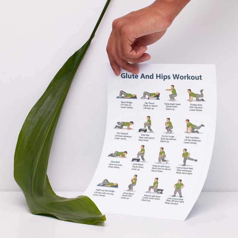 Glutes & Hips Workout Printable | Lower Body Leg and Glute Exercise ...