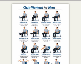 Chair Workout for Men, Chair Workout Chart, Printable Exercise Charts, Workout Plan Pdf, Chair Exercise Pdf, Digital Download