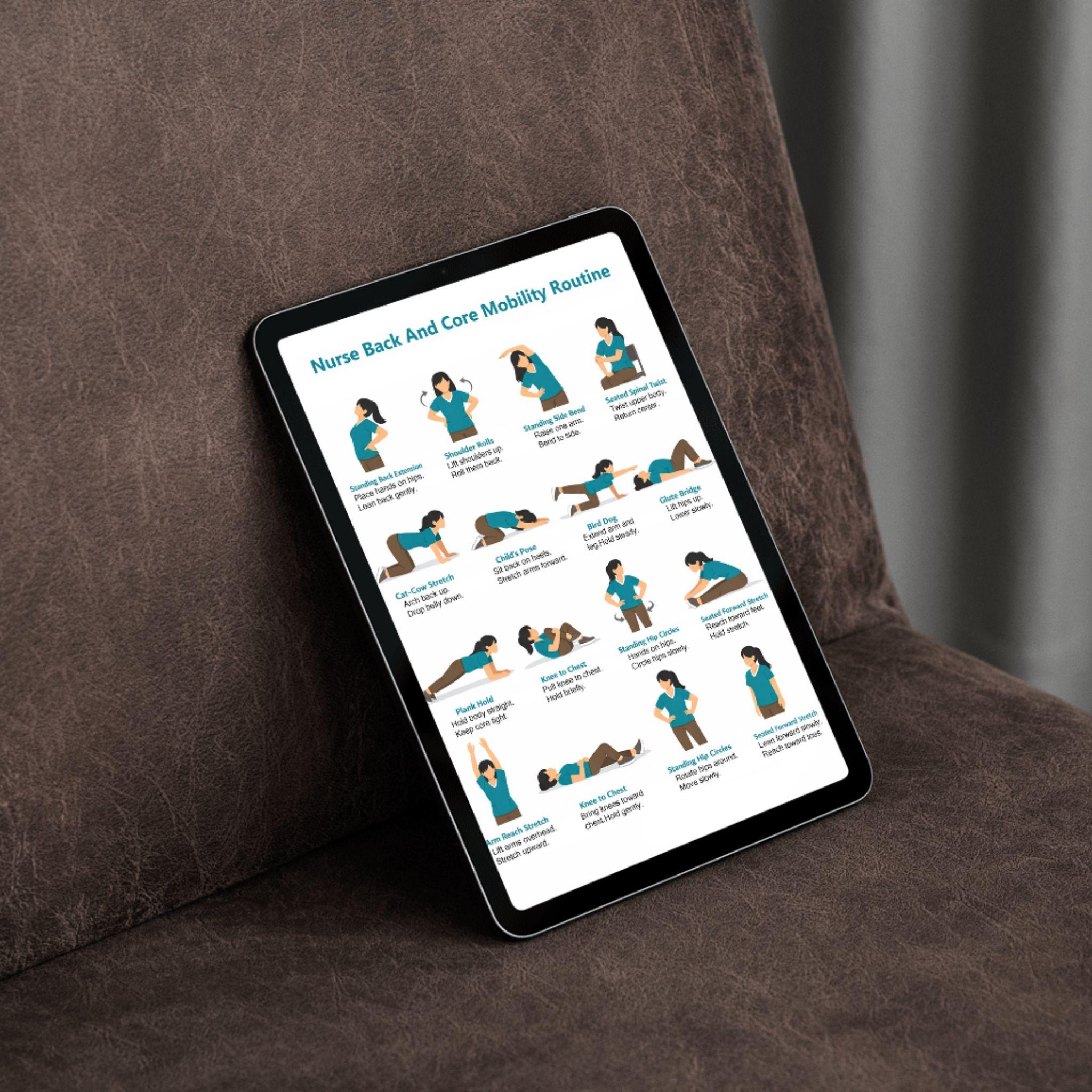 Nurse Back and Core Mobility Routine Printable | 16 Stretch Exercises ...