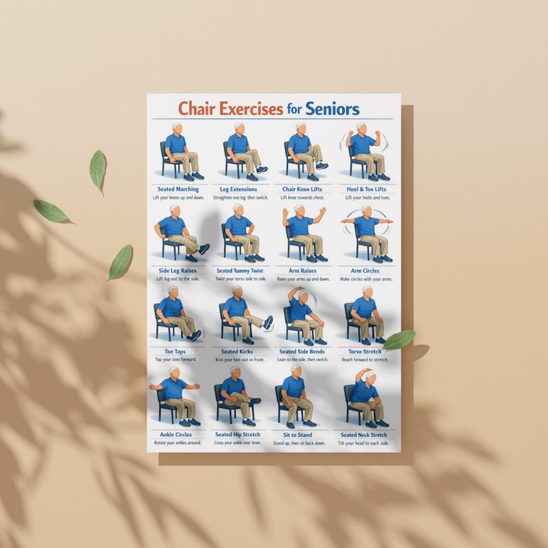 Printable Chair Exercises for Seniors Posters, Chair Exercises for the