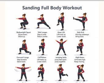 Standing Full Body Workout Printable PDF | No Equipment Bodyweight Exercise Chart | At-Home Fitness Routine