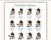 Printable Tai Chi Chair Workouts, Tai Chi Exercise Chart, Tai Chi Chair Exercise Chart PDF, Workout Plan PDF, Digital Download