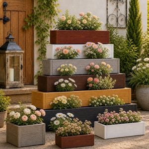 Handmade Wood Planter Box, Indoor Outdoor Herb & Flower raised bad