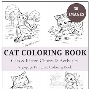 30 Page Printable Cat Coloring Book: Cozy Kitten Designs for Homeschool Quiet Time image 3
