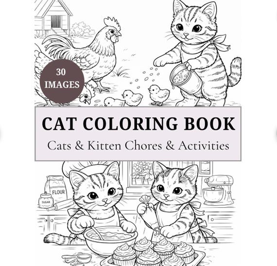 30 Page Printable Cat Coloring Book: Cozy Kitten Designs for Homeschool Quiet Time