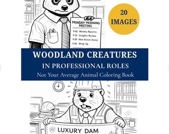 Woodland Animal Office Humor Coloring Pages: 20 Page Funny Professional Roles Activity